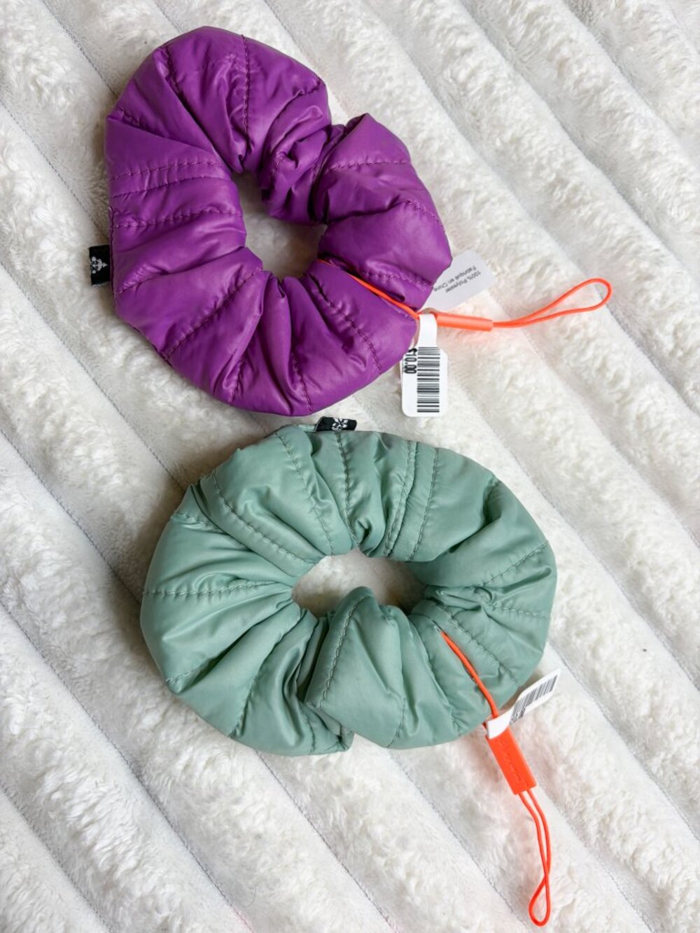 NWT Free People FP Movement Quilted Puffer Scrunchies Set of 2 (Retails $10 ea)
